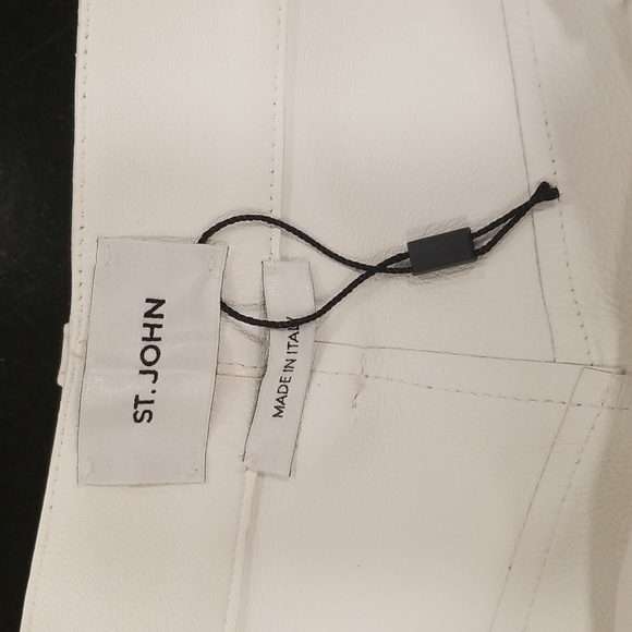 💕ST. JOHN💕 100% Leather Pants High Rise ~ Ecru White 12 NWOT - Picture 7 of 10